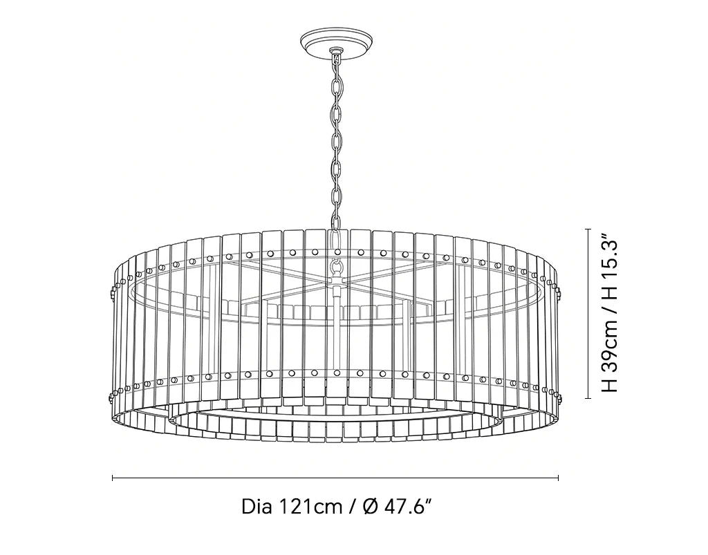 Elina Marcel Alabaster Chandelier single-tier drum 47.6″ technical dimension drawing — original size or stone reference.