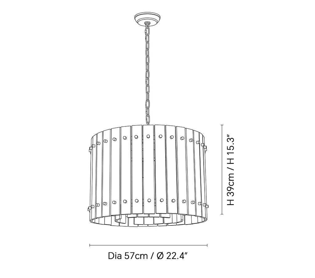 Elina Marcel Alabaster Chandelier single-tier drum 22.4″ technical dimension drawing — original size or stone reference.