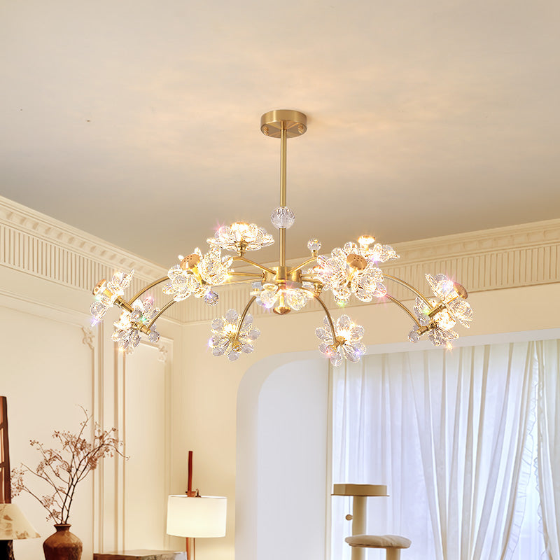 80cm Modern Gold Crystal Flower Chandelier - 12-Light Luxury Ceiling Fixture for Living Room (