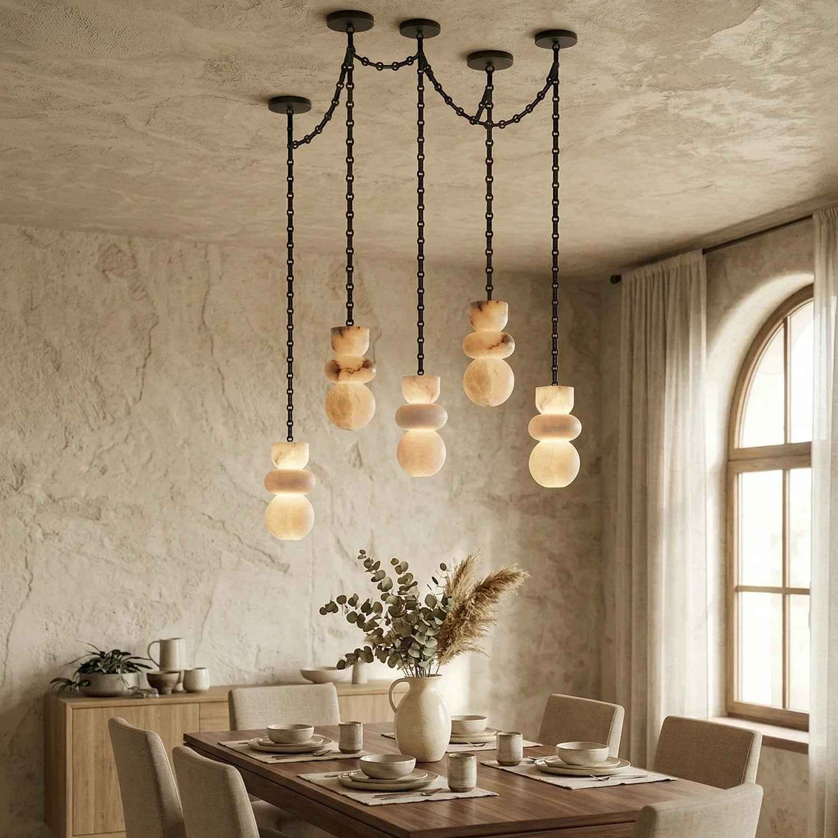Aveline Alabaster Globe Cascade Chandelier
