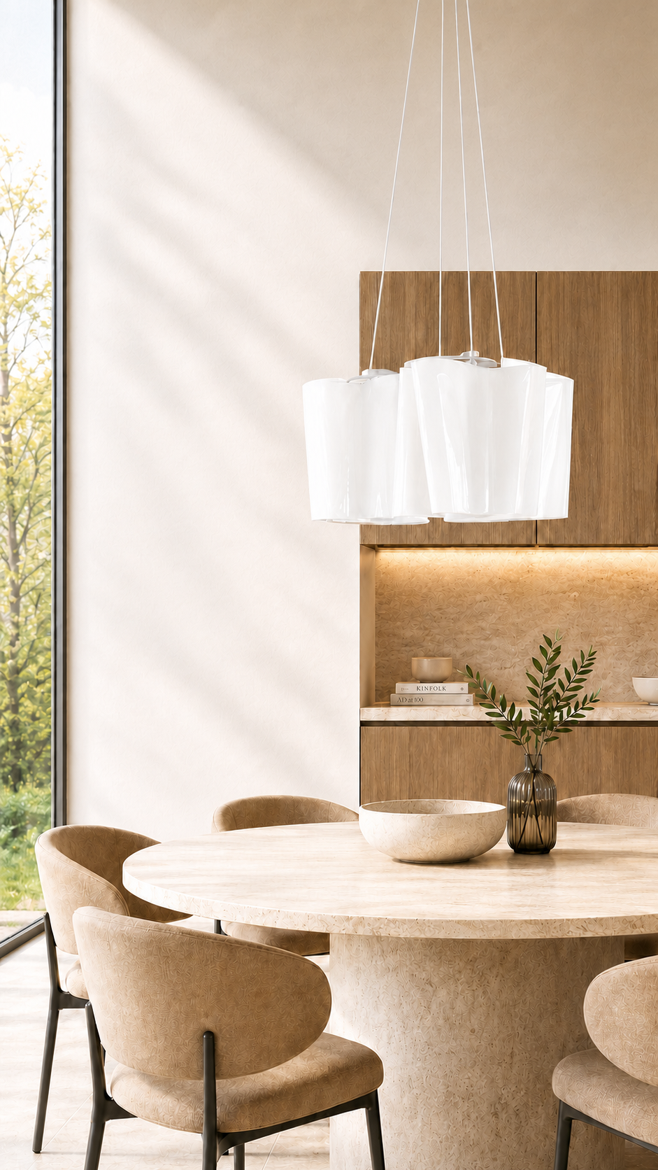 White pendant light mobile hero without embedded text