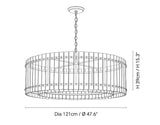 Elina Marcel Alabaster Chandelier single-tier drum 47.6″ technical dimension drawing — original size or stone reference.