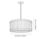 Elina Marcel Alabaster Chandelier single-tier drum 36.6″ technical dimension drawing — original size or stone reference.