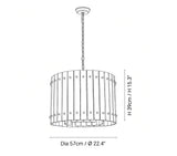 Elina Marcel Alabaster Chandelier single-tier drum 22.4″ technical dimension drawing — original size or stone reference.