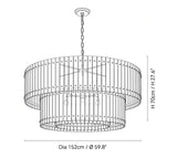 Elina Marcel Alabaster Chandelier two-tier chandelier 59.8″ technical dimension drawing — original size or stone reference.