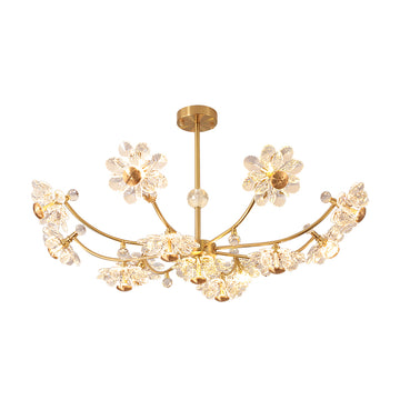 80cm Upward Gold Crystal Flower Chandelier - 12-Light Modern Luxury Ceiling Fixture for Living Room